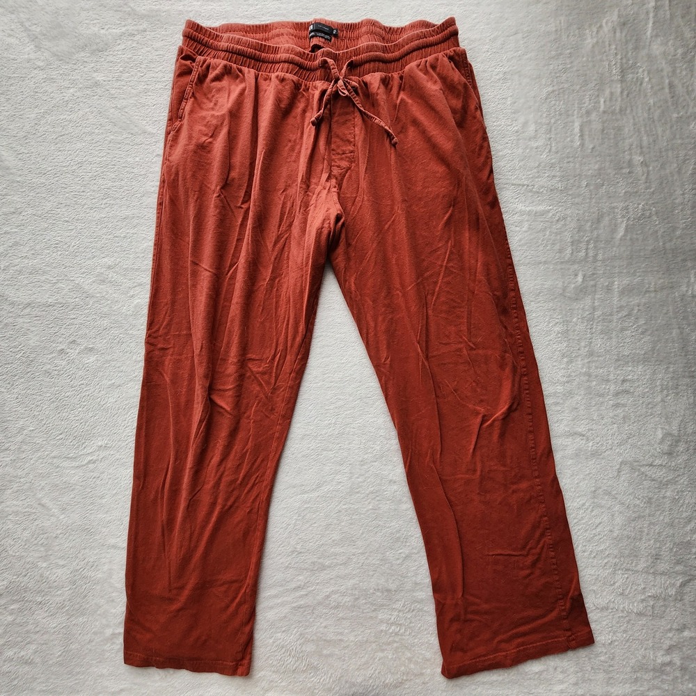 Simons 31 Organic Cotton Lounge Pants Mens XL Rust Red Drawstring Jogger Casual